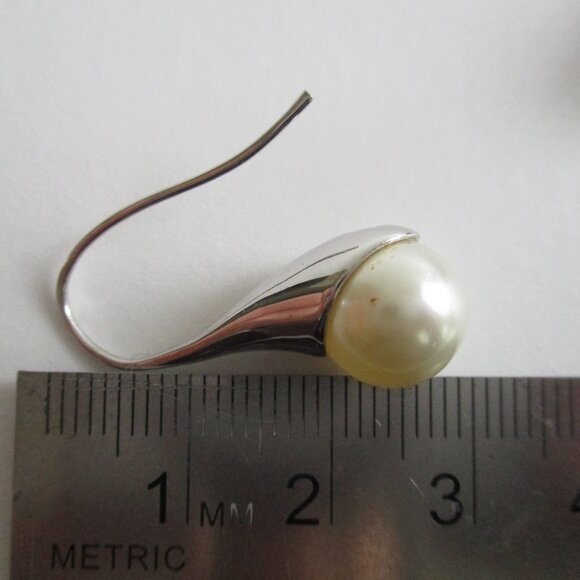 925 Silver Sterling Pearl Drop Earrings - Picture 6 of 7